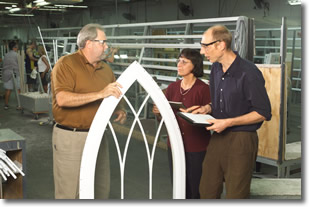 Regina Becker and Nels Grevstad speak with Ryan Wiegand of American Window and Glass, Inc.