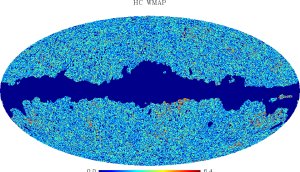 Map of Higher Criticism values based on a weighted combination of the Q-V-W WMAP maps.